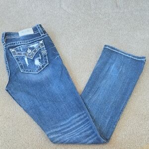 Miss Me Blue Boot Cut Jeans with Embellished Pockets